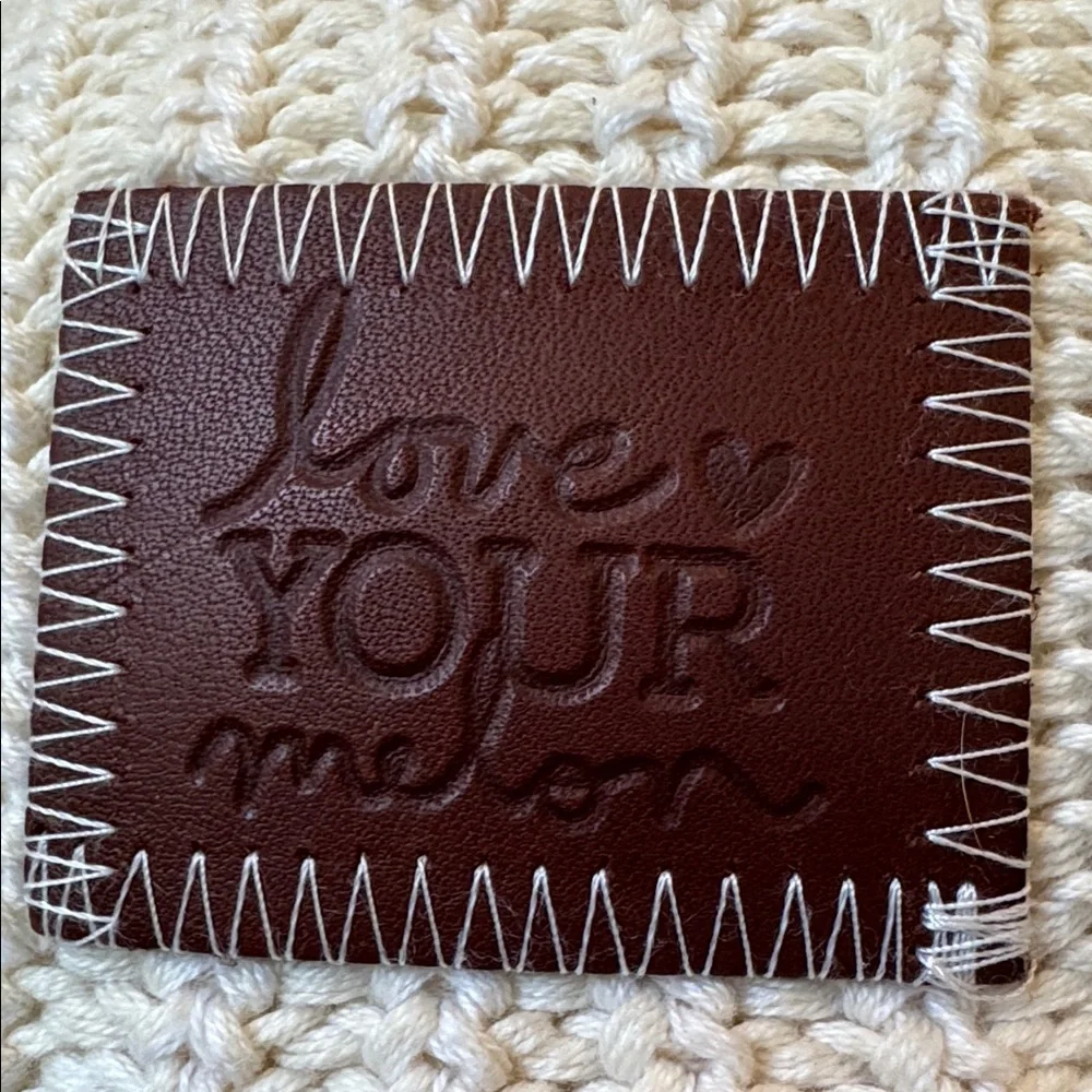 Love Your Melon Cotton Cream Beanie with Brown Patch